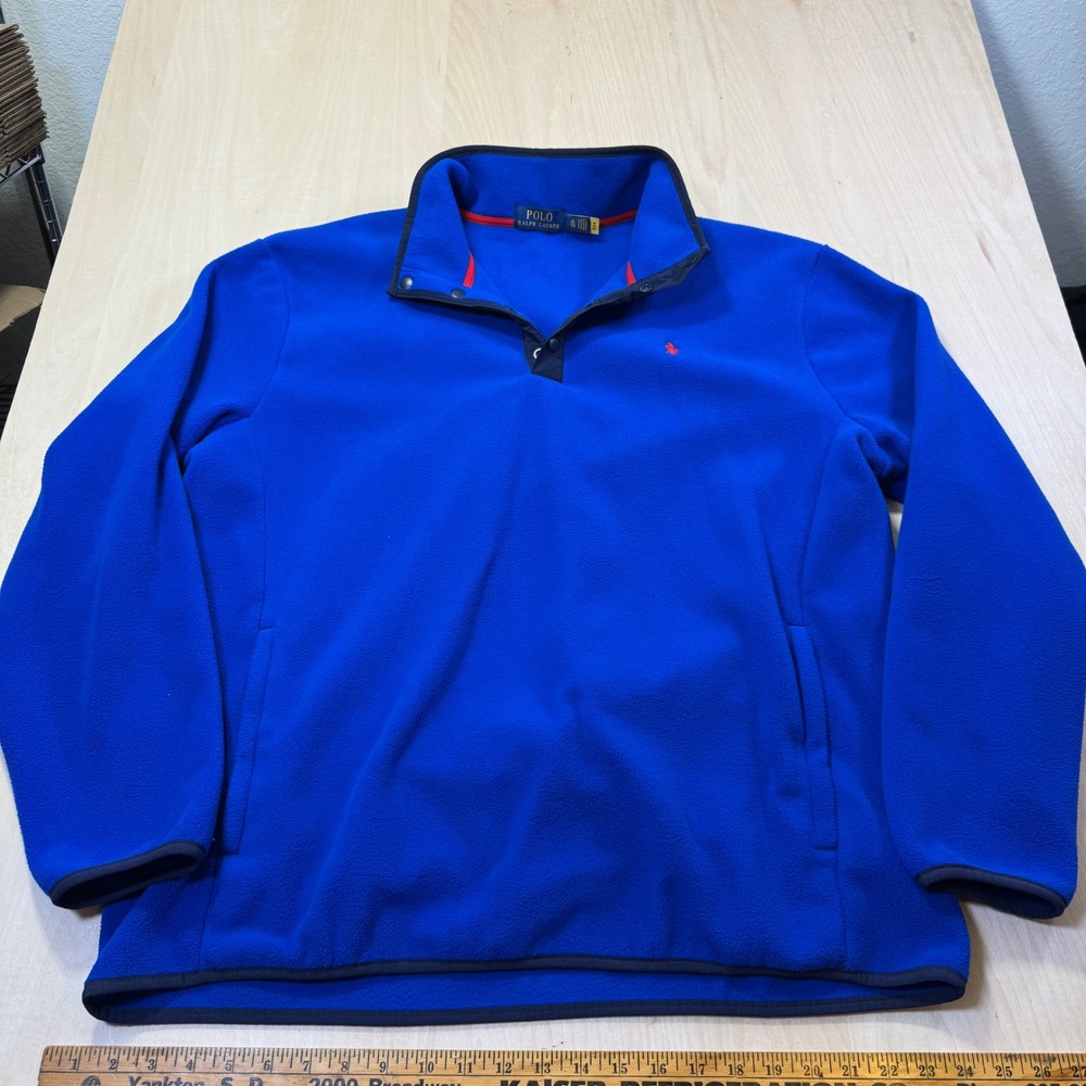 Polo Ralph Lauren Mens XL Royal Blue Snap‎ Fleece Pullover Mock Neck Sweatshirt